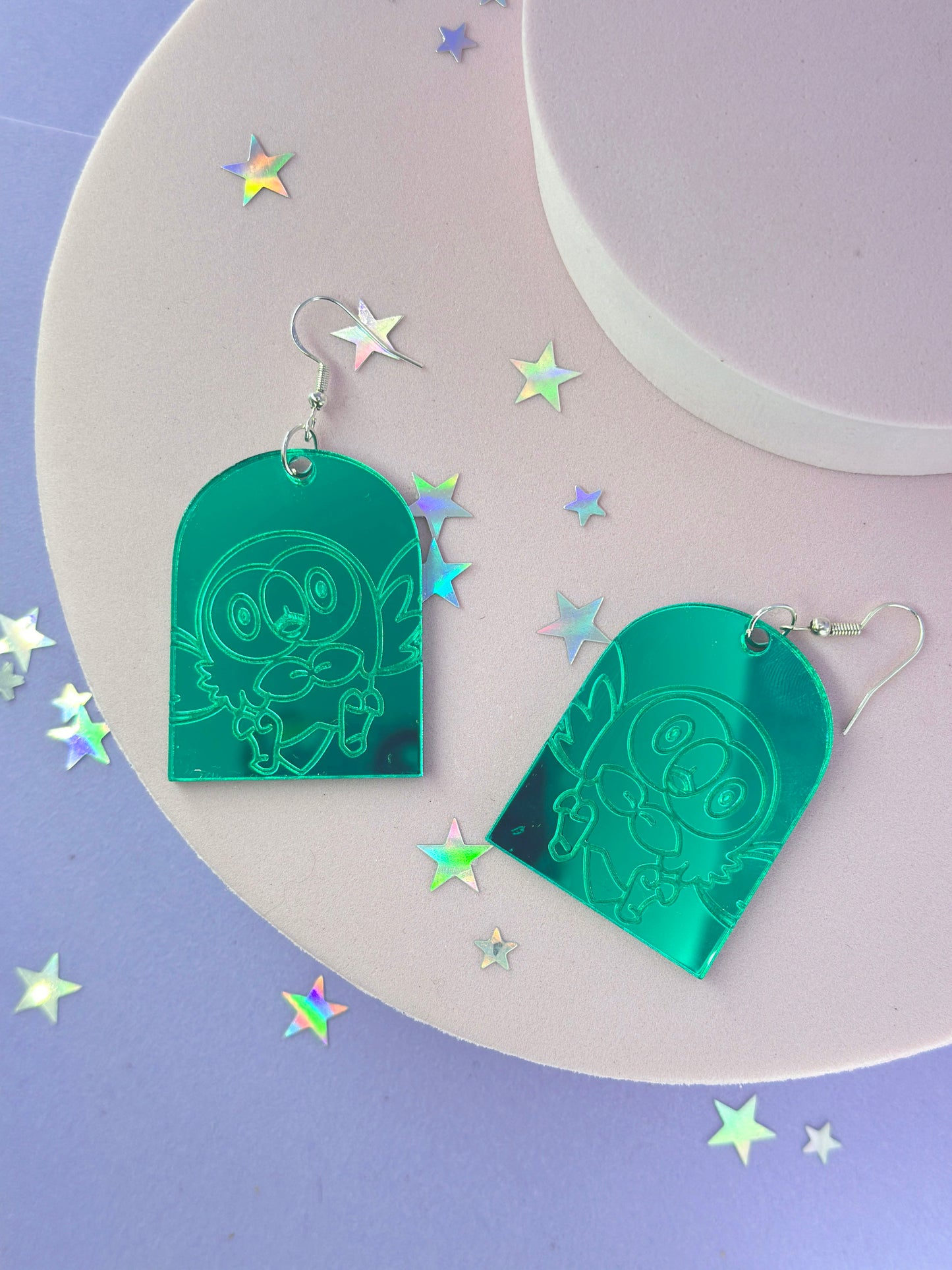 Owl Mirrored Acrylic Earrings