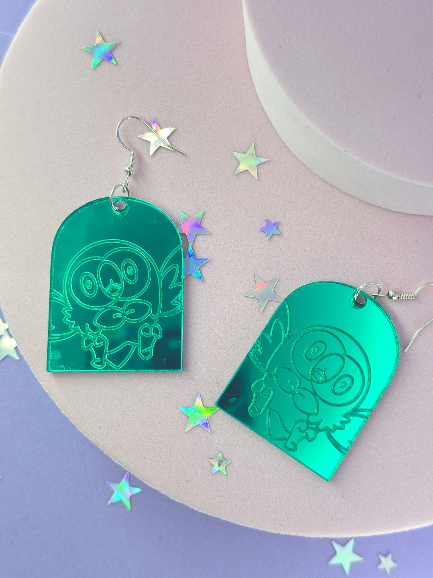 Owl Mirrored Acrylic Earrings