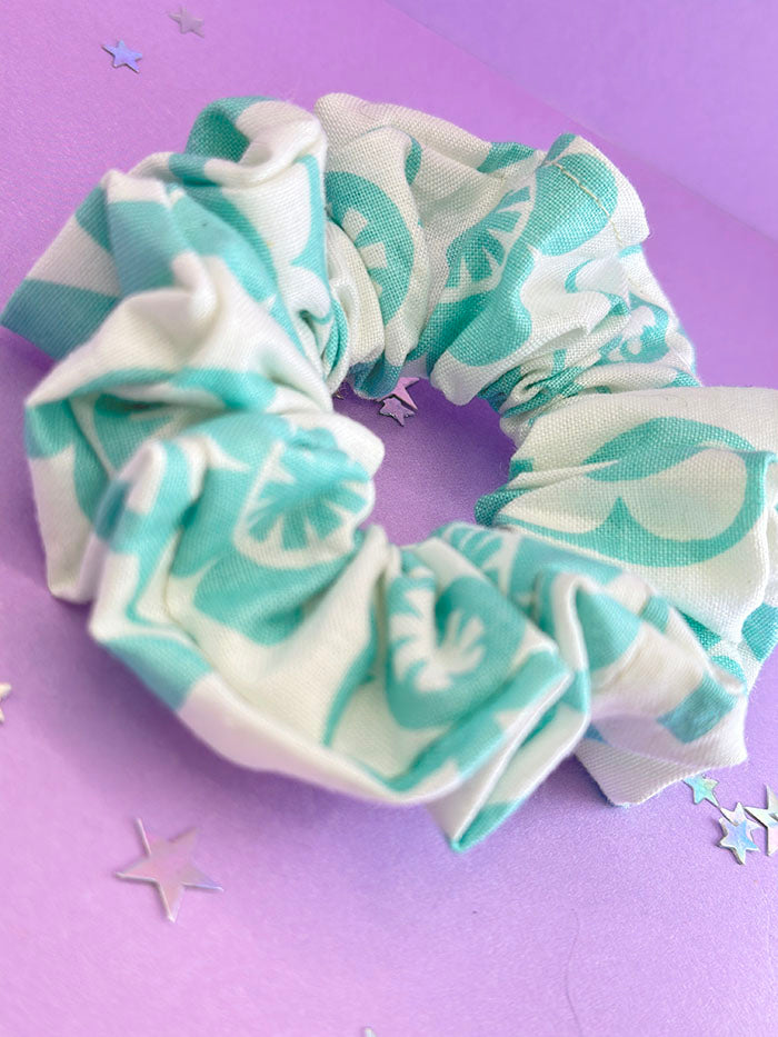 Pastel Green Flower Scrunchie
