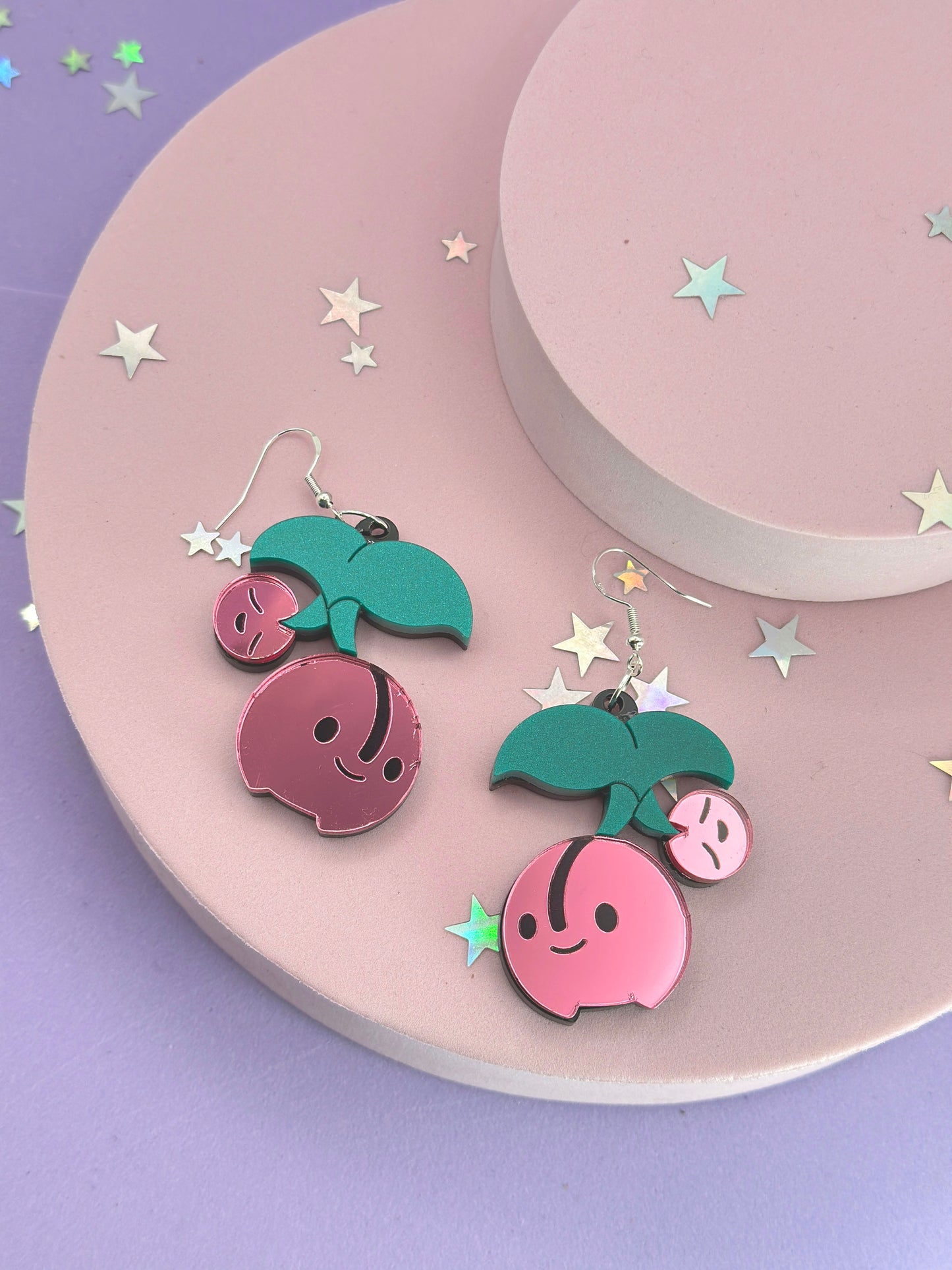 Cherry Mirror Acrylic Earrings