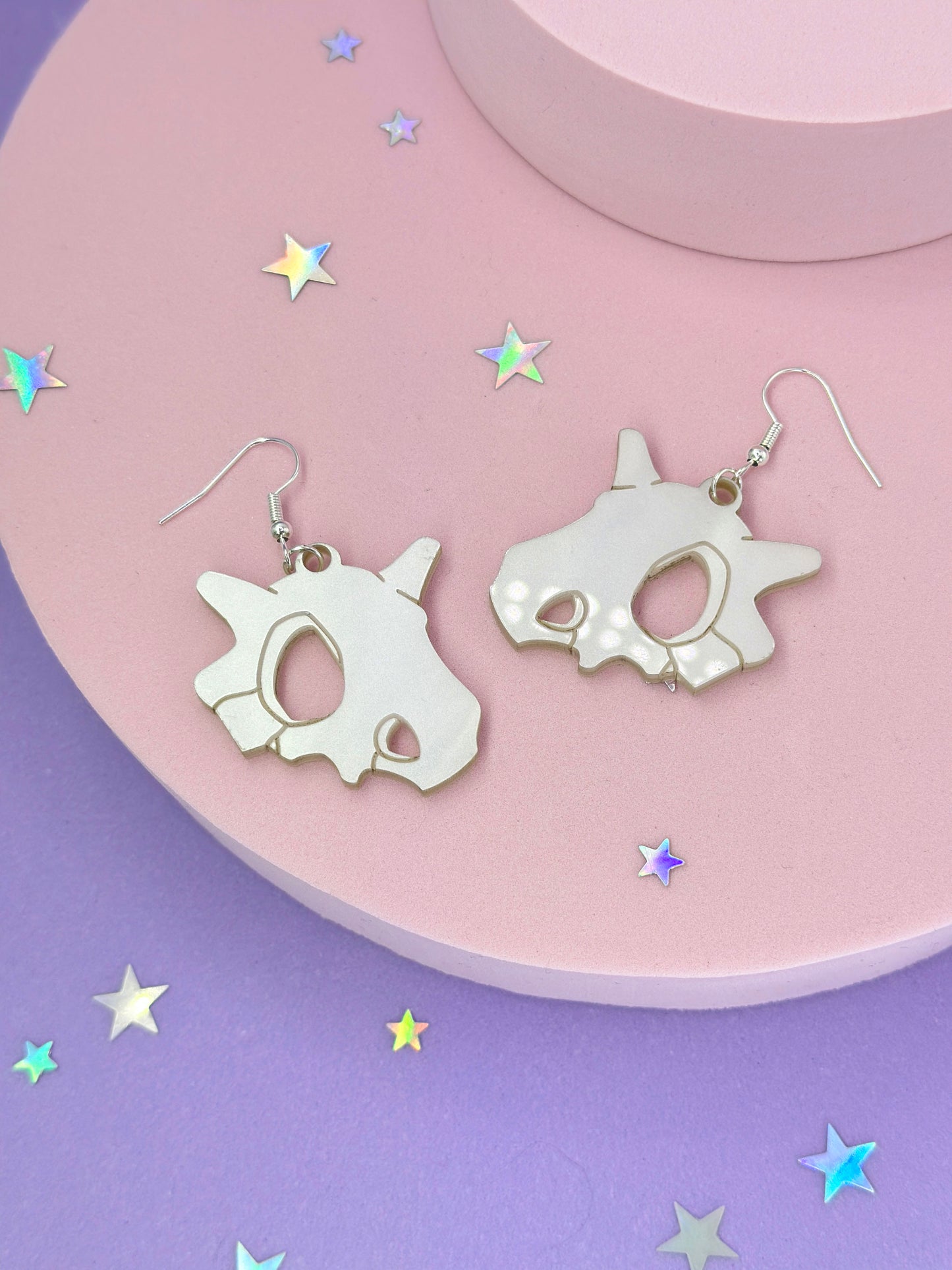 Dino Skull Pearlescent Acrylic Earrings