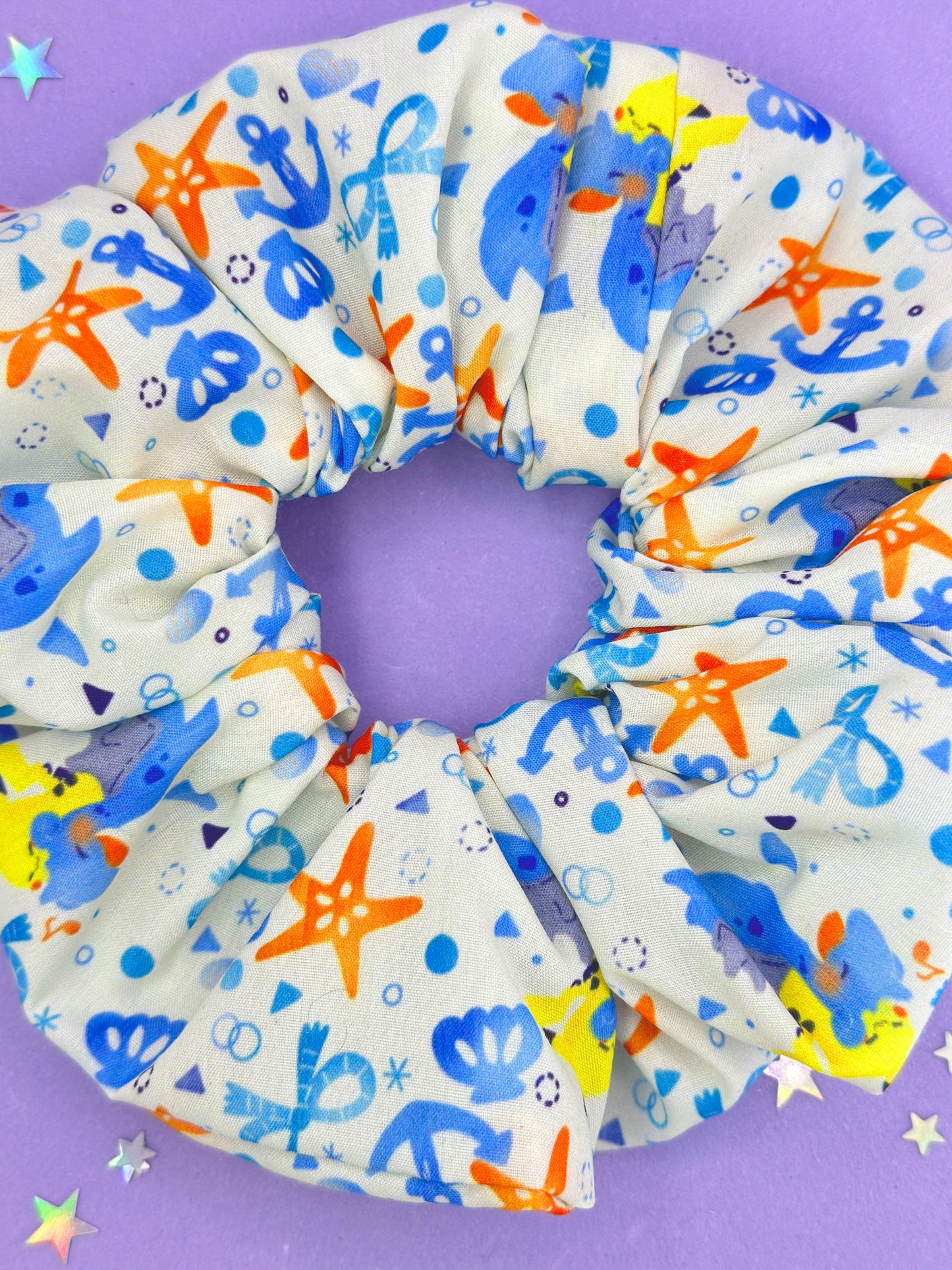 Electric & Water Seaside Print Scrunchie