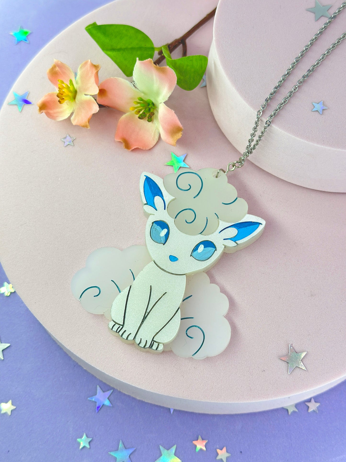 Snow Fox Acrylic Statement Necklace/Earrings