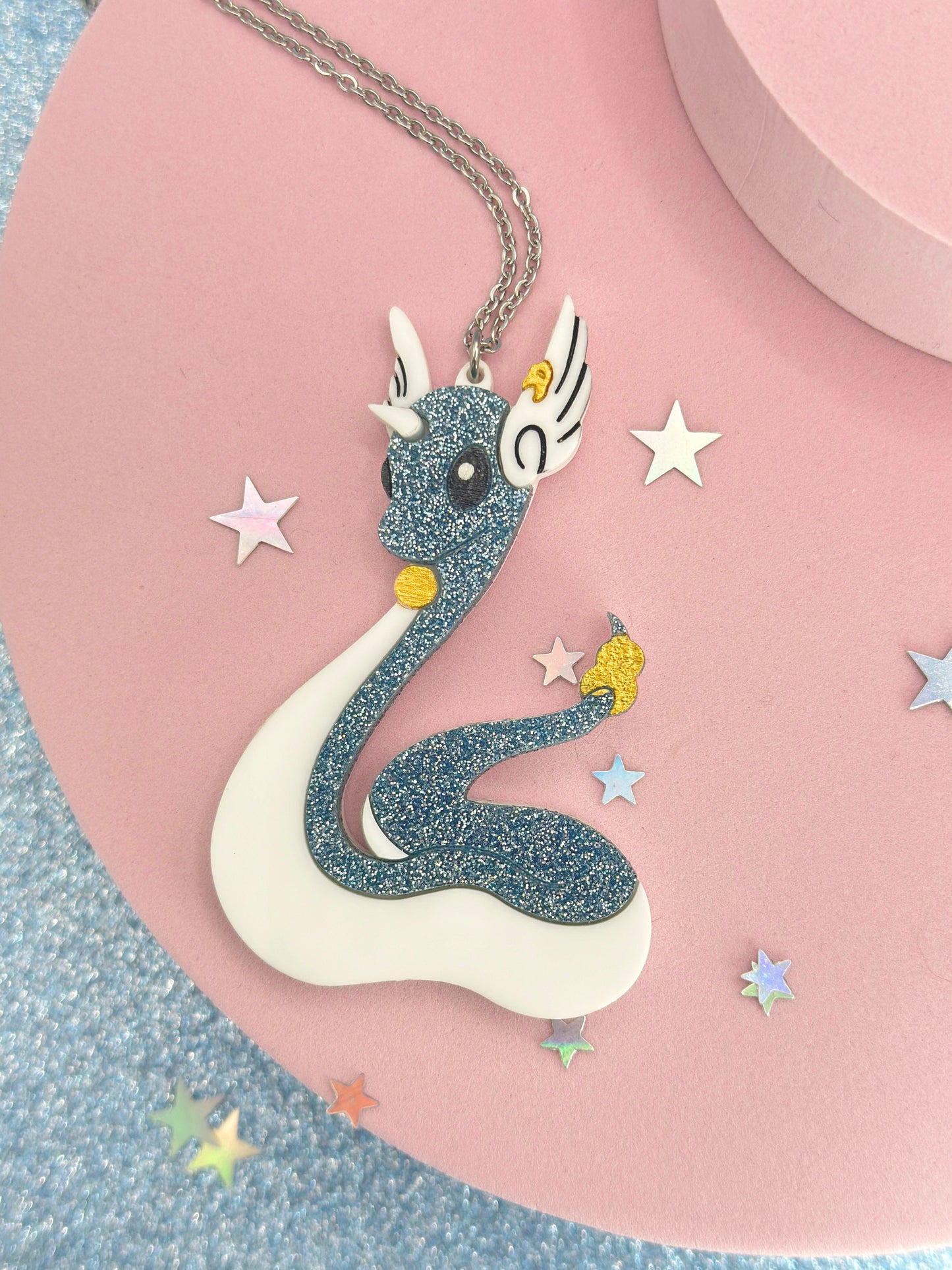 Glitter Dragon Acrylic Statement Necklace
