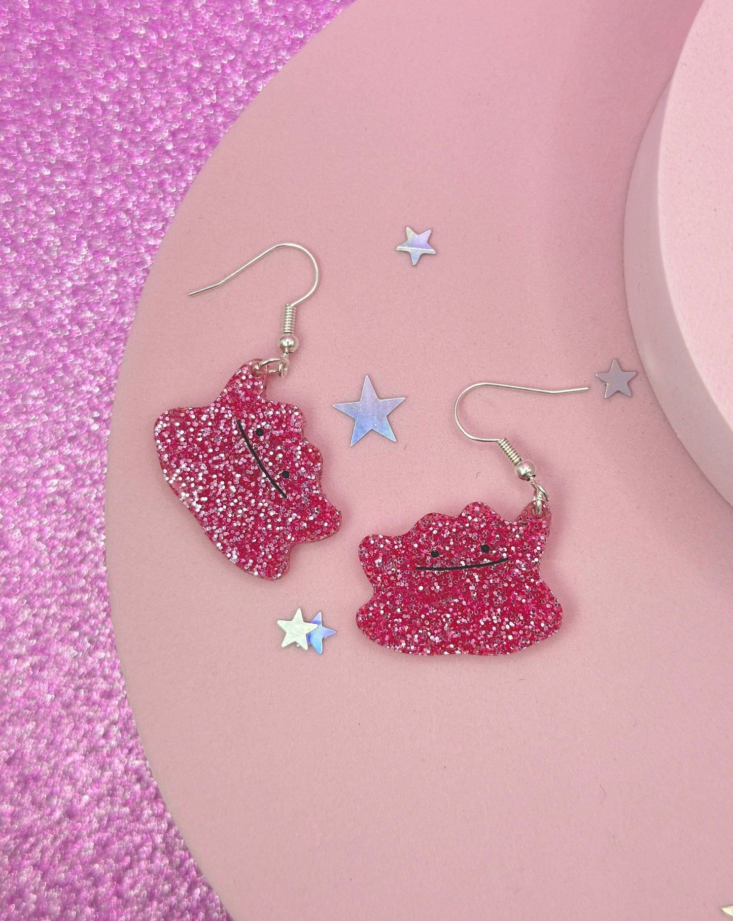 Pink/Blue Glitter Blob Earrings