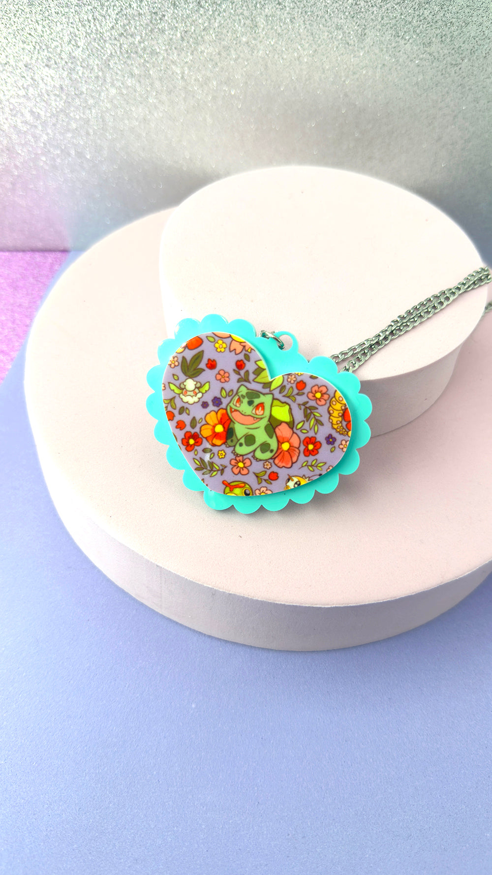 Heart Bulb Necklace - Blue