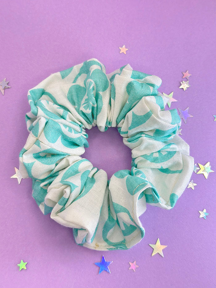 Pastel Green Flower Scrunchie