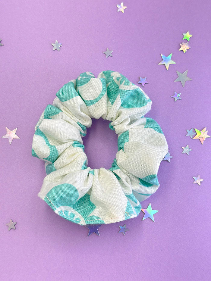 Pastel Green Flower Scrunchie