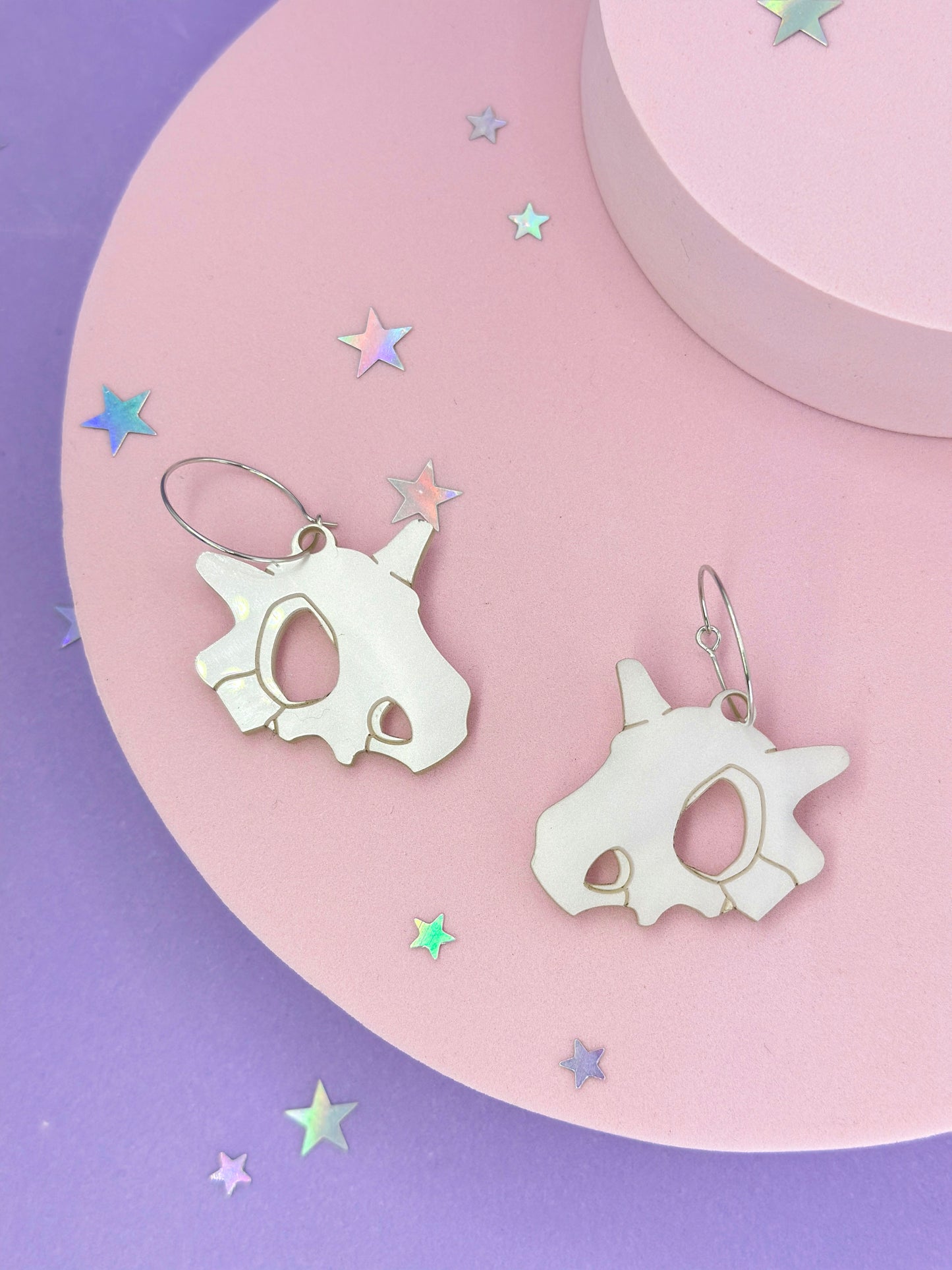 Dino Skull Pearlescent Acrylic Earrings