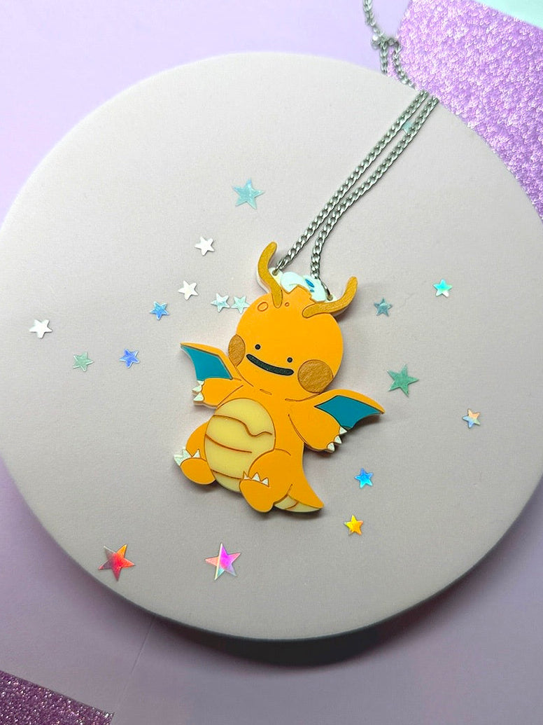 Cute Flying Dragon Acrylic Necklace