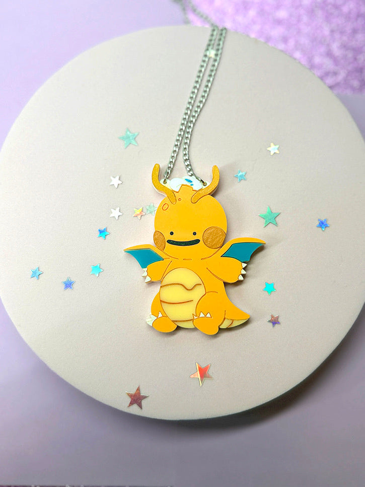 Cute Flying Dragon Acrylic Necklace