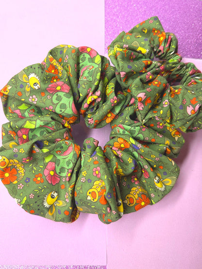 Grass & Floral Cotton Scrunchie