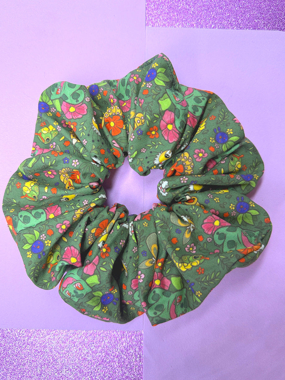 Grass & Floral Cotton Scrunchie