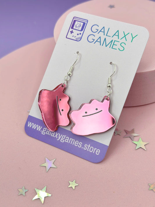 Mirrored Pink Blob Earrings