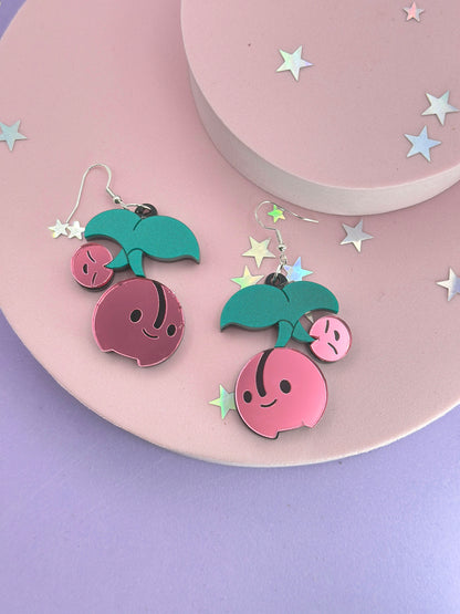 Cherry Mirror Acrylic Earrings