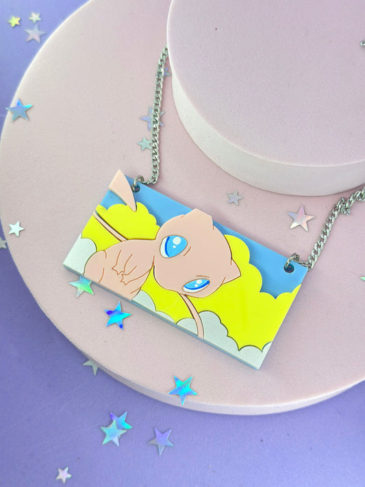 Moon Cat Rectangle Necklace