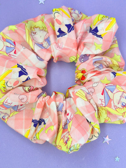 Anime Girl Gingham Face Scrunchie