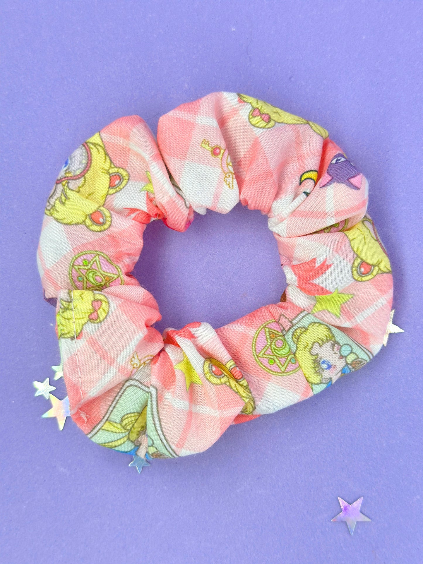 Anime Girl Gingham Face Scrunchie