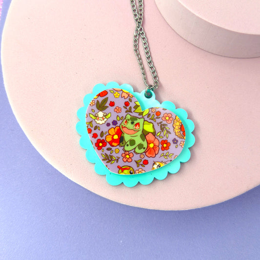 Heart Bulb Necklace - Blue