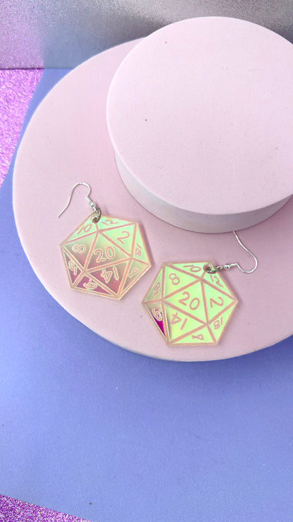 D20 Iridescent Earrings