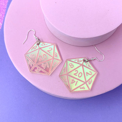D20 Iridescent Earrings