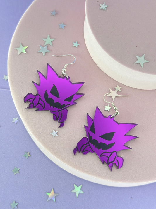 Purple Ghost Mirror Acrylic Earrings