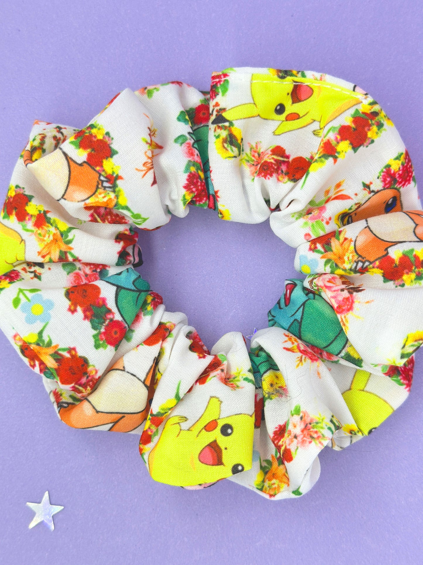 Flowery Character Print Scrunchie